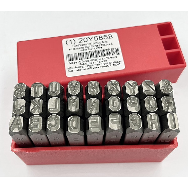 Zoro Select Hand Stamp, 1/4 In, Letter Set - 20Y585