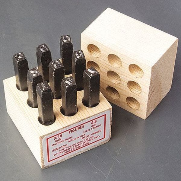 Young Bros Stamp Works Steel Stamps Set, 2-5/8" Shank L, Steel, 6091 - 06091