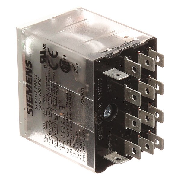 Relevador enchufable Siemens, 120V en bobina de voltaje AC, cuadrado, 14 pines, 4PDT - 3TX7117-5PF13