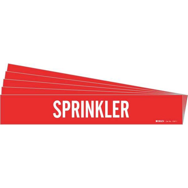 Brady Pipe Marker, Adhesive, White, Sprinkler, PK5, 7267-1-PK - 7267-1-PK