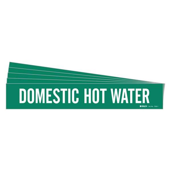 Brady Pipe Marker, White, Domestic Hot Water, PK5 - 7350-1-PK