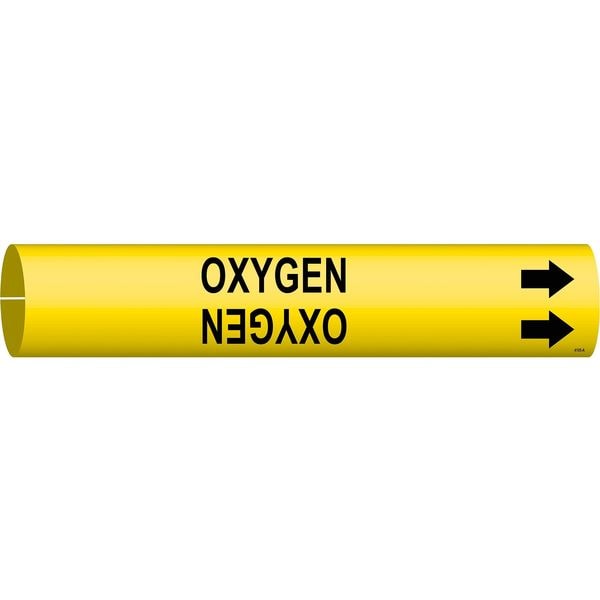 Brady Pipe Marker, Oxygen, Yel, 3/4 to 1-3/8 In - 4105-A