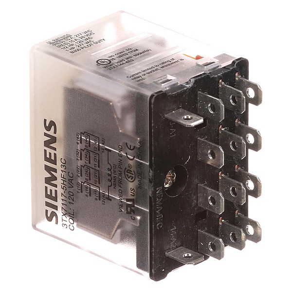 Relevador Siemens Plug-In, 120V CA Voltaje de bobina, Cuadrado, 14 Pines, 4PDT - 3TX7117-5HF13C