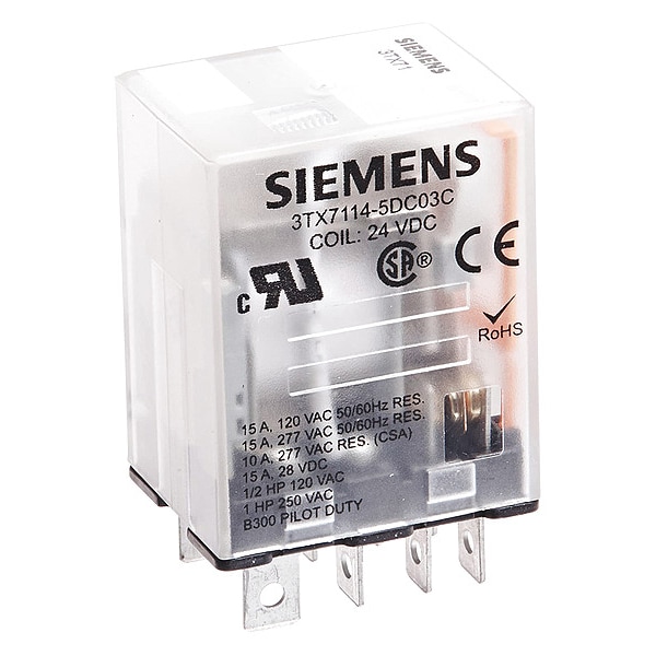 Relevador de conexión Siemens, 24V CD Coil Volts, Cuadrado, 8 Pines, DPDT - 3TX7114-5DC03C