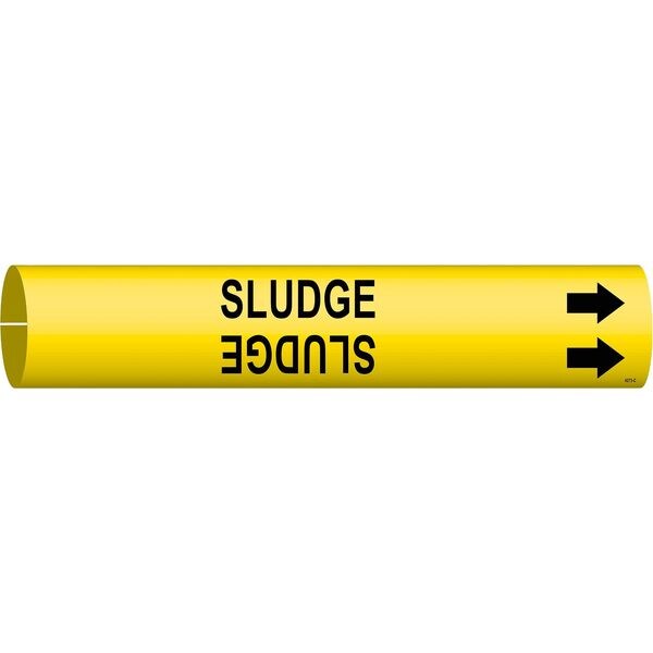 Brady Pipe Marker, Sludge, Yel, 2-1/2 to 3-7/8 In - 4273-C