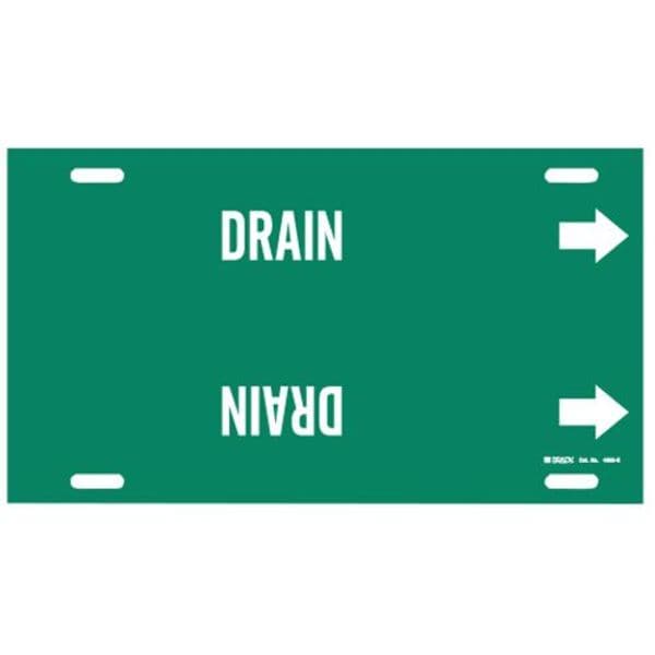 Brady Pipe Marker, Drain, Green, 8 to 9-7/8 In - 4055-G