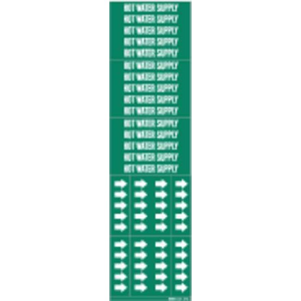 Brady Pipe Mrkr, Hot Water Supply, to 3/4 In - 7377-3C