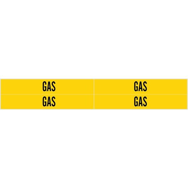 Brady Pipe Marker, Gas, Yellow, 3/4 to 2-3/8 In, 83468 - 83468