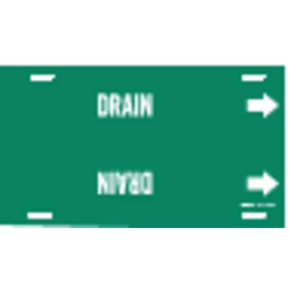 Brady Pipe Marker, Drain, Green, 10 to 15 In - 4055-H