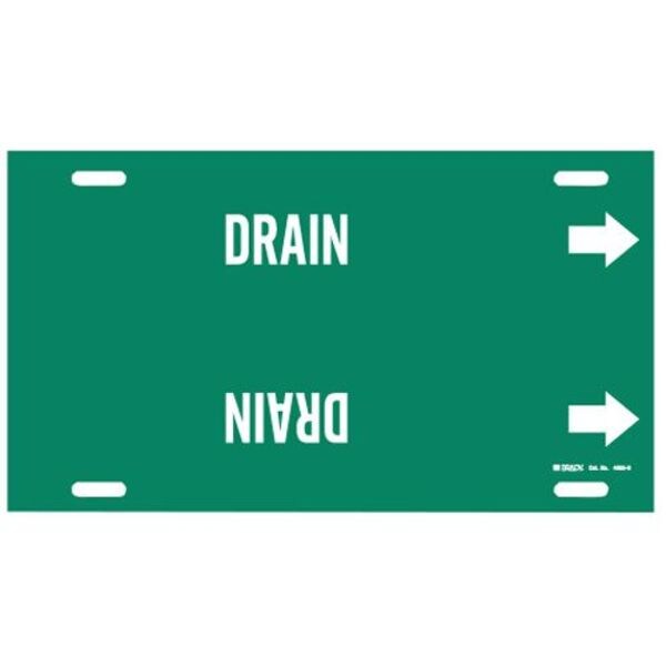 Brady Pipe Marker, Drain, Green, 10 to 15 In - 4055-H