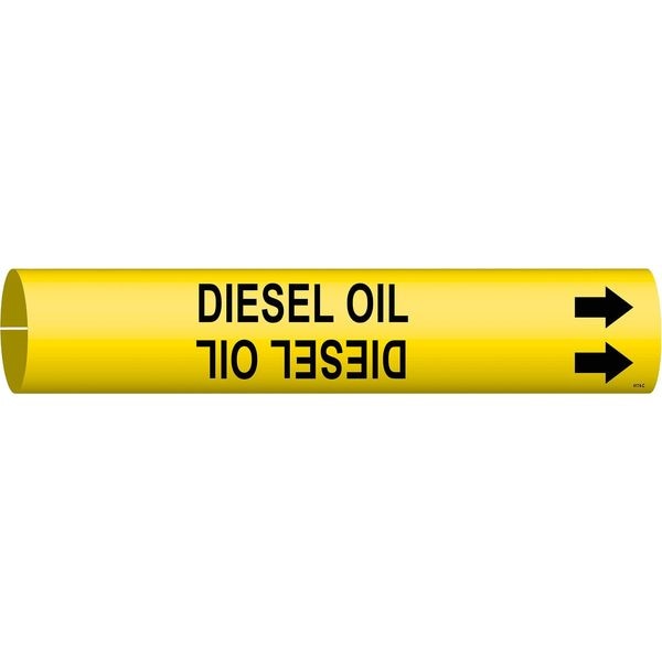 Brady Pipe Marker, Diesel Oil, Y, 2-1/2to3-7/8 In - 4174-C