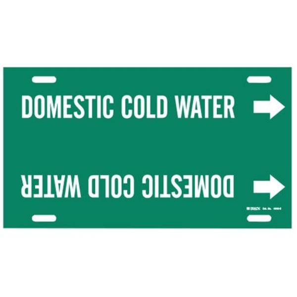 Brady Pipe Mrkr, Domestic Cold Water, 8to9-7/8In - 4048-G