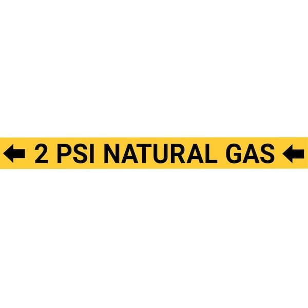 Creative Safety Supply 2 PSI Natural Gas Pipe Marking Label, Arrows Facing Left, 0.75in to 1.4in Diameter Pipes - PM10006-XS-L