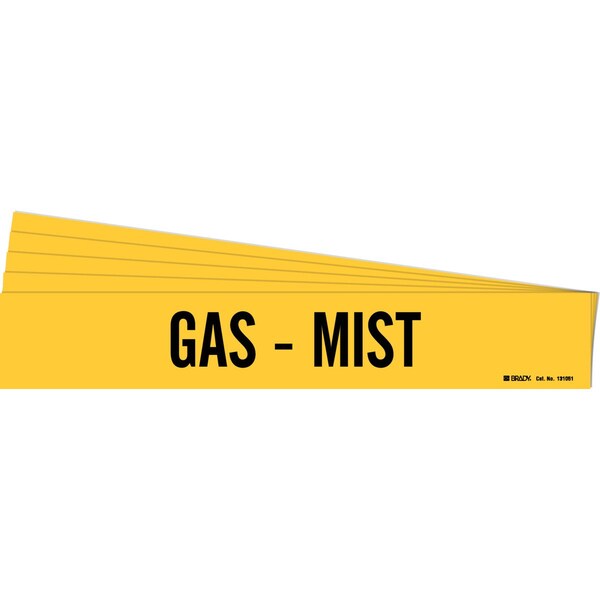 Brady GAS - MIST Pipe Marker Style 1 Black on Yellow 1 per Card, 5 PK - 131051-PK