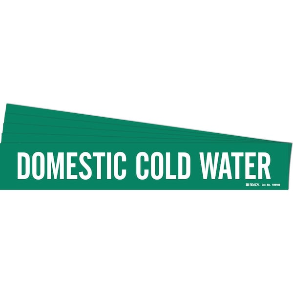 Brady DOMESTIC COLD WATER Pipe Marker Style 1 White on Green 1 per Card, 5 PK - 106100-PK