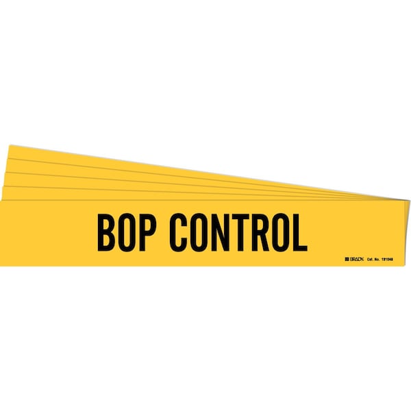 Brady BOP CONTROL Pipe Marker Style 1 Black on Yellow 1 per Card, 5 PK - 131048-PK