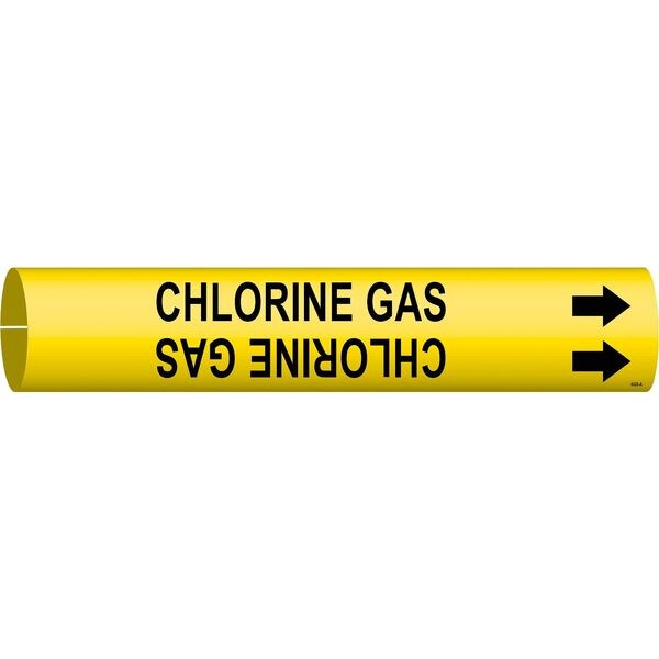 Brady Pipe Marker, Chlorine Gas, Y, 3/4to1-3/8 In - 4026-A