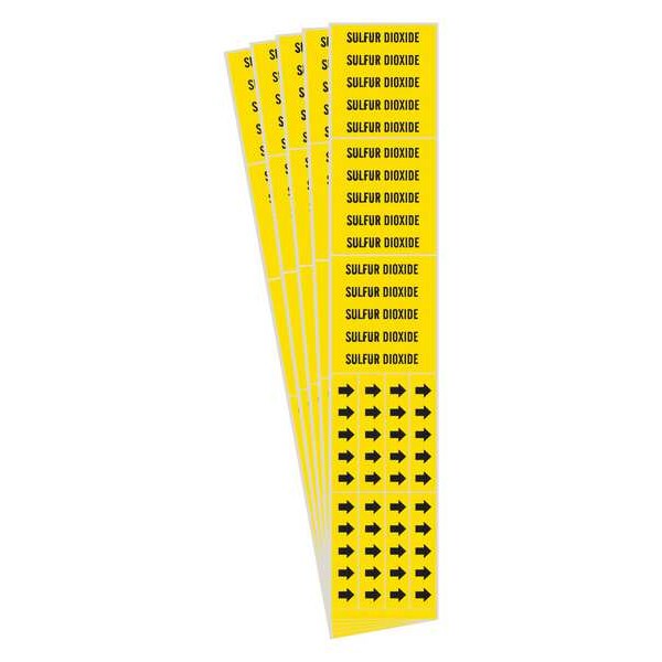Brady Pipe Marker, Black, Sulfur Dioxide, PK5, 7277-3C-PK - 7277-3C-PK