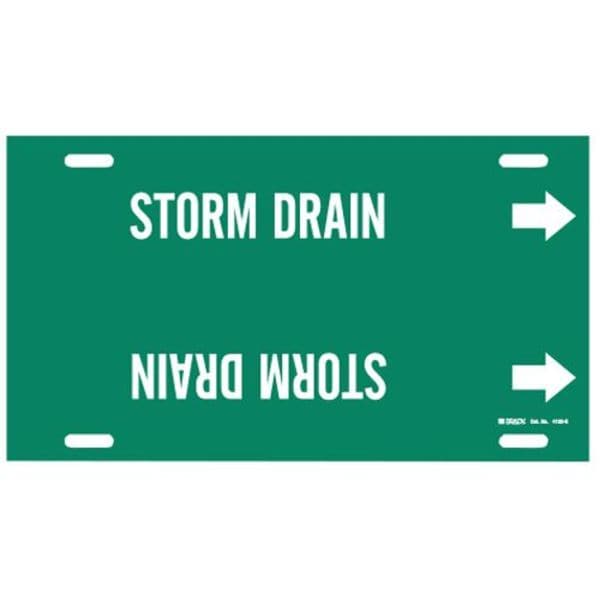 Brady Pipe Marker, Storm Drain, Grn, 8 to9-7/8 In - 4132-G