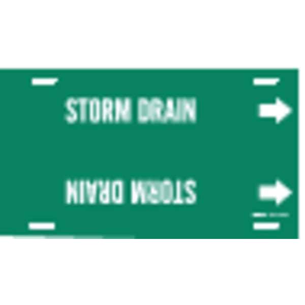 Brady Pipe Marker, Storm Drain, Grn, 8 to9-7/8 In - 4132-G