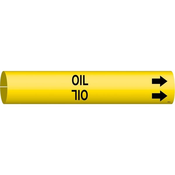 Brady Pipe Marker, Oil, Yellow, 2-1/2 to 3-7/8 In - 4103-C