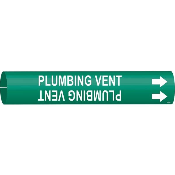 Brady Pipe Marker, Plumbing Vent, Grn, 4 to 6 In - 4110-D