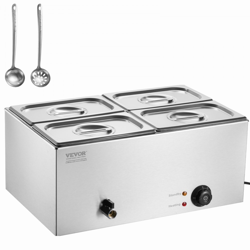 VEVOR Commercial Electric Food Warmer 4-Pan Countertop Buffet 15.9QT Bain Marie - SYSPBWQPTK41MK1TQV1
