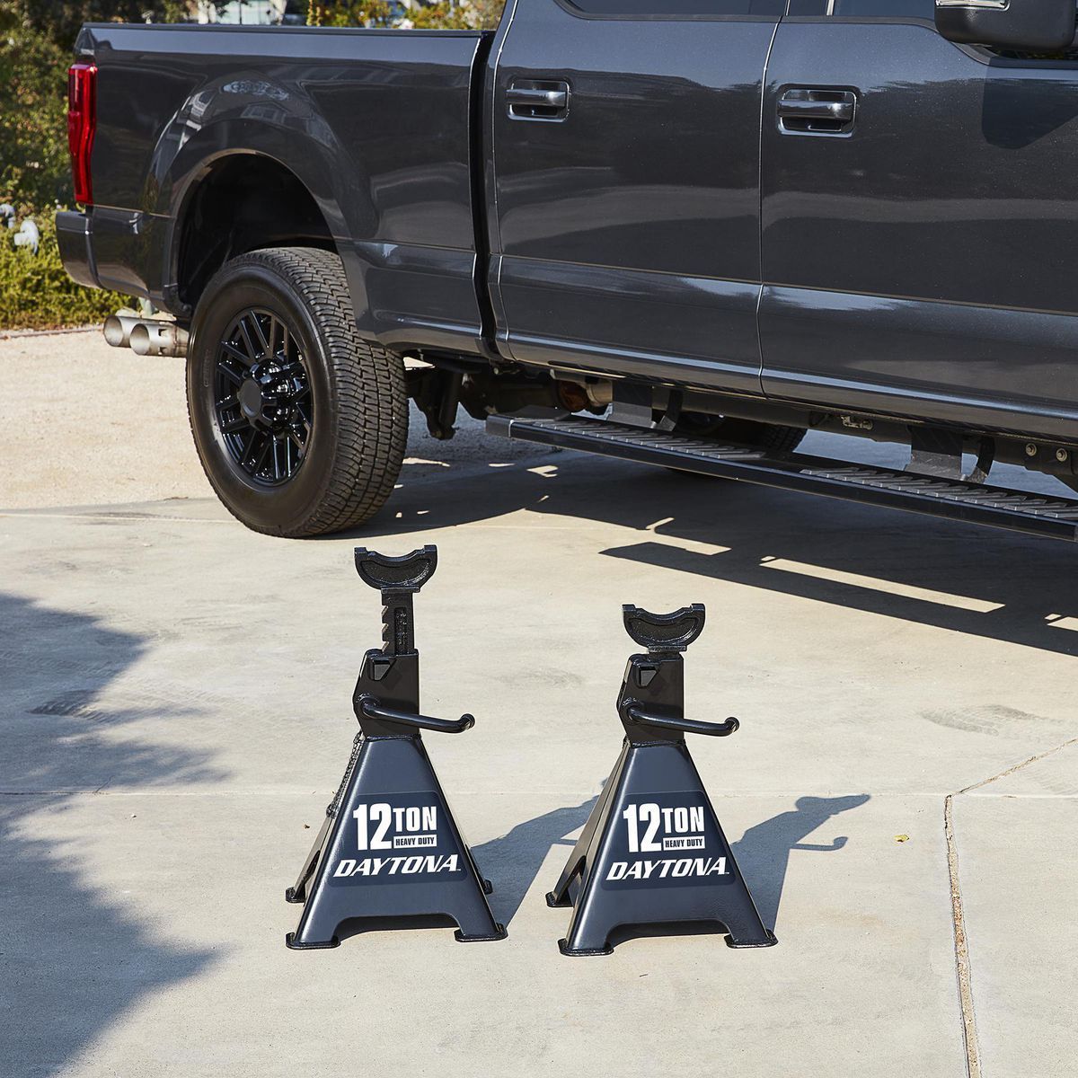 Soportes de gato con trinquete de servicio pesado de 12 toneladas Daytona, negro - 58341