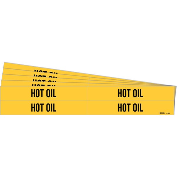 Brady HOT OIL Pipe Marker Style 4 Black on Yellow 4 per Card, 5 PK - 131054-PK