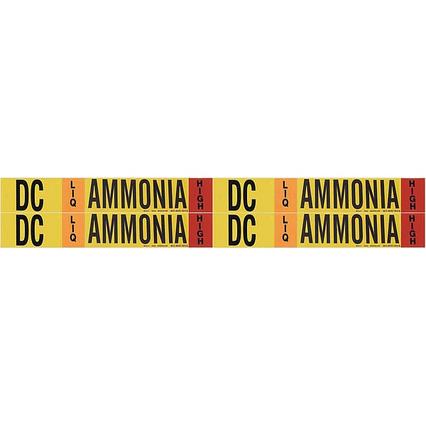 Brady Ammonia Pipe Marker, DC, 1 to 2-1/2In, PK4 - 90422