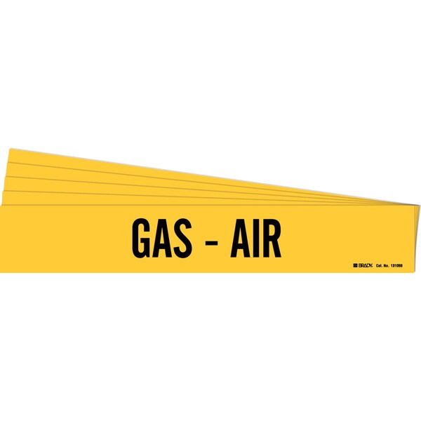 Brady GAS - AIR Pipe Marker Style 1 Black on Yellow 1 per Card, 5 PK - 131050-PK