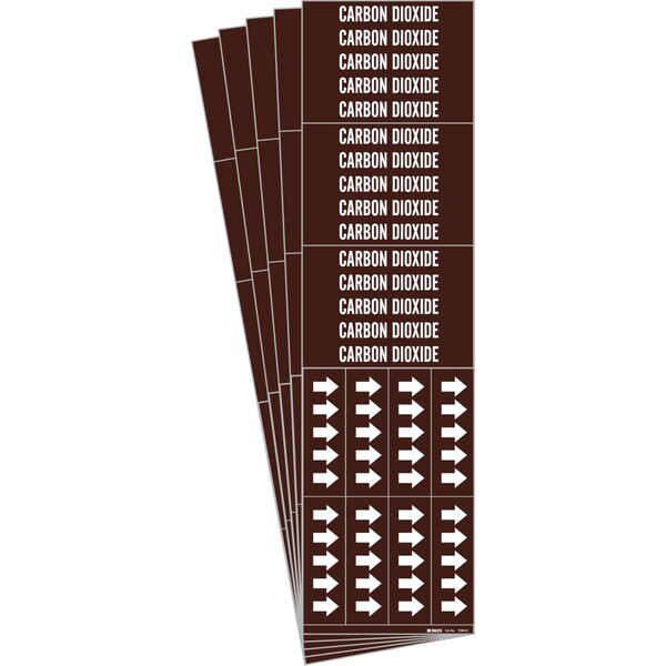 Brady CARBON DIOXIDE v2 Pipe Marker Style 3C Arrows Vinyl WT on Brown 3 per Card, 5 PK - 108706-PK