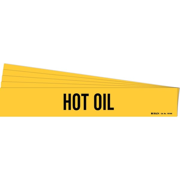 Brady HOT OIL Pipe Marker Style 1 Black on Yellow 1 per Card, 5 PK - 131049-PK