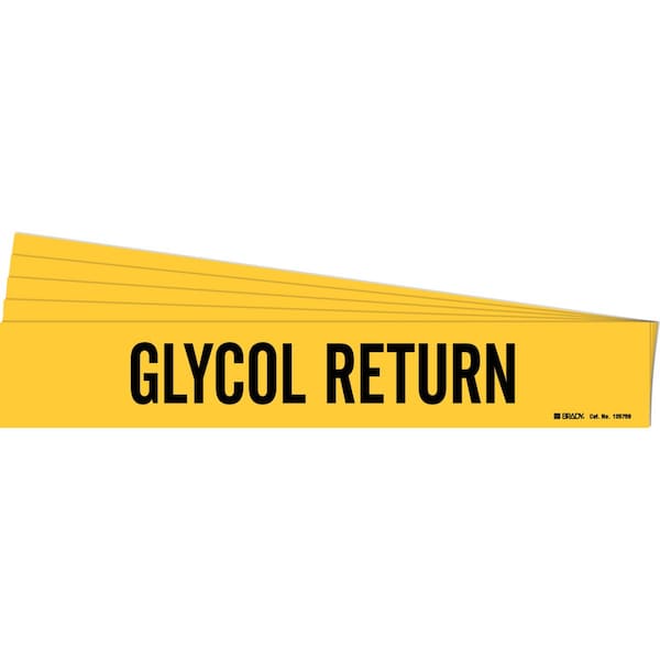 Brady GLYCOL RETURN Pipe Marker Style 1HV Polyester Black on Yellow 1 per Card, 5 PK - 105759-PK