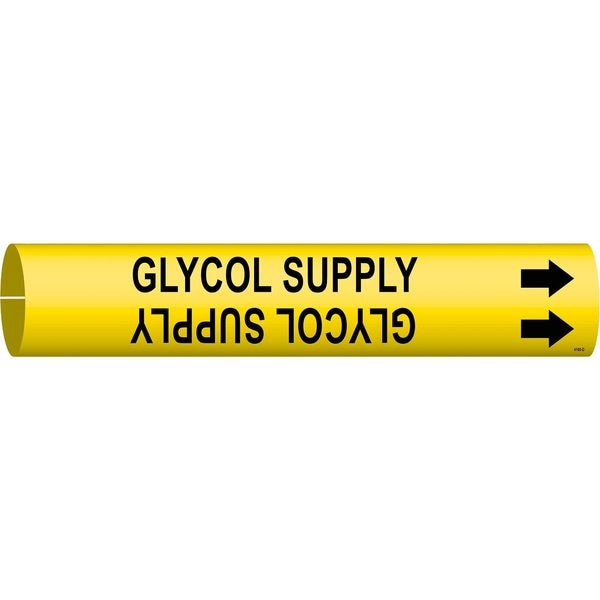 Brady Pipe Marker, Glycol Supply, Yel, 4 to 6 In - 4190-D