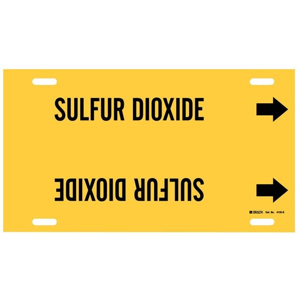 Brady Pipe Marker, Sulfur Dioxide, Y, 8to9-7/8 In - 4135-G