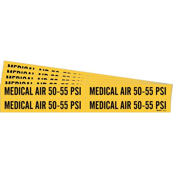 Brady Pipe Marker, Medical Air 50-55 PSI, PK5 - 86331-PK