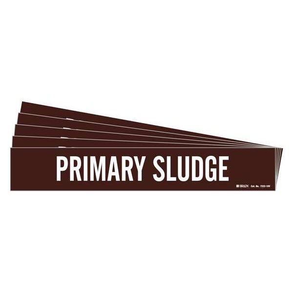 Brady Pipe Marker, White, Primary Sludge, PK5, 7222-1HV-PK - 7222-1HV-PK