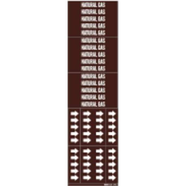 Brady Pipe Marker, Natural Gas, Br, 3/4 In orLess - 7395-3C