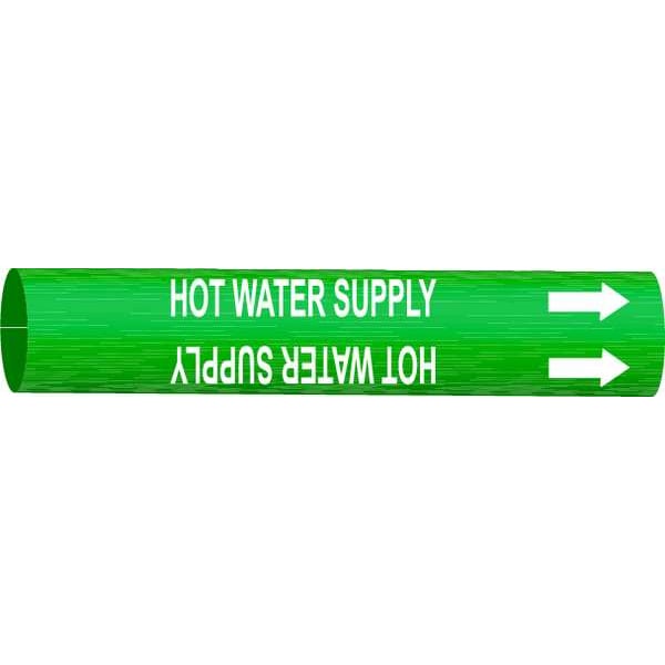 Brady Pipe Mrkr, Hot Water Supply, 3/4to1-3/8 In - 4338-A