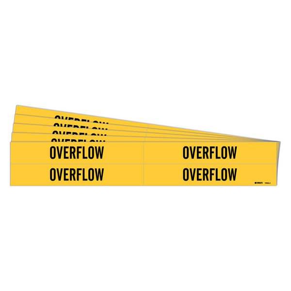 Brady Pipe Marker, Adhesive, Black, Overflow, PK5, 7208-4-PK - 7208-4-PK