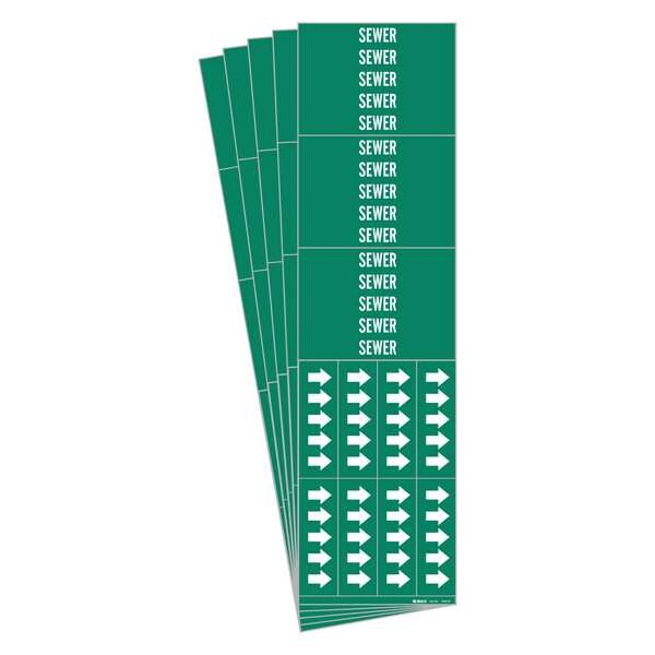 Brady Pipe Marker, Adhesive, White, Sewer, PK5, 7259-3C-PK - 7259-3C-PK