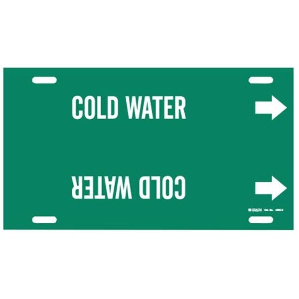 Brady Pipe Marker, Cold Water, Green, 10 to 15 In - 4029-H