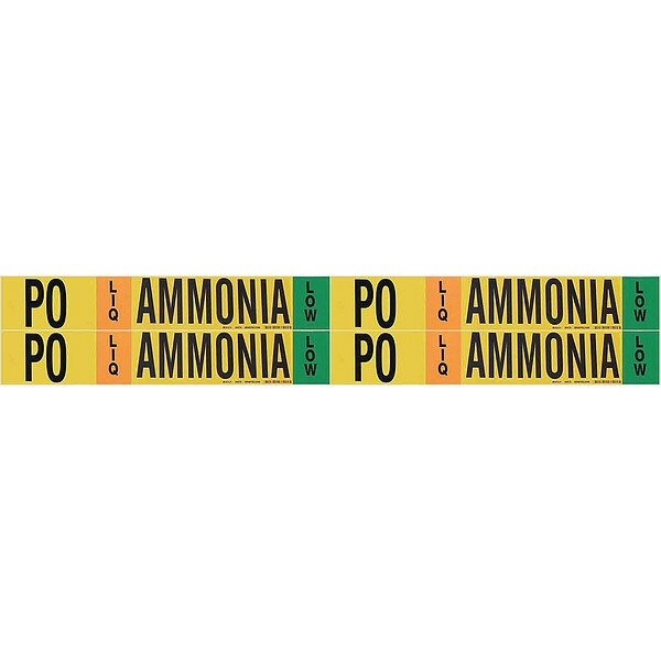Brady Ammonia Pipe Marker, PO, 1 to 2-1/2In, PK4 - 90479