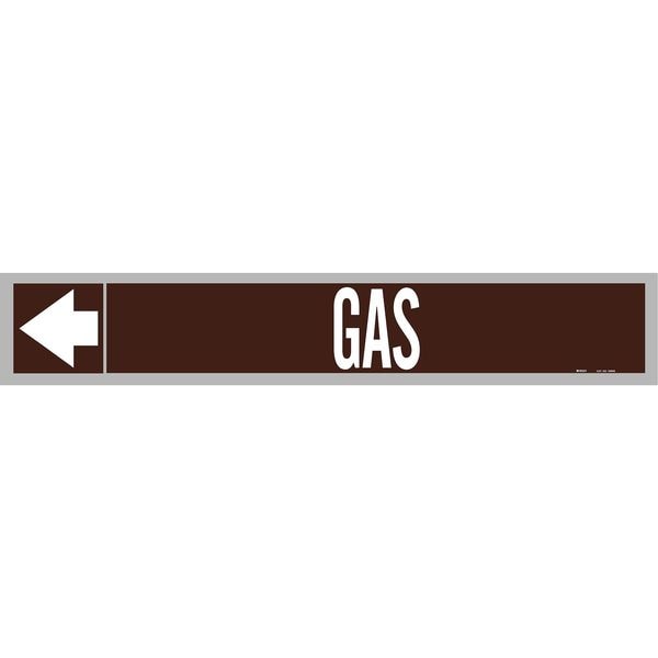 Brady Pipe Marker, Gas, Wht Leg., 1inHx8inW, Brown - 109004