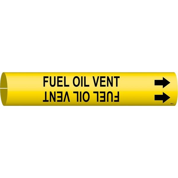 Brady Pipe Marker, Fuel Oil Vent, Yel, 4 to 6 In - 4066-D