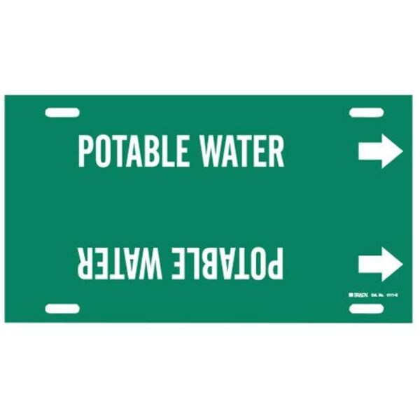 Brady Pipe Marker, Potable Water, Gn, 8to9-7/8 In - 4111-G