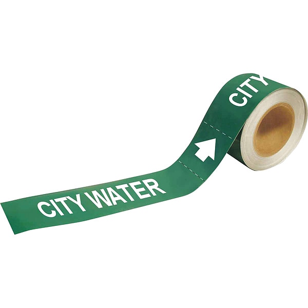 Brady Pipe Marker, City Water, 1 In.H - 20411