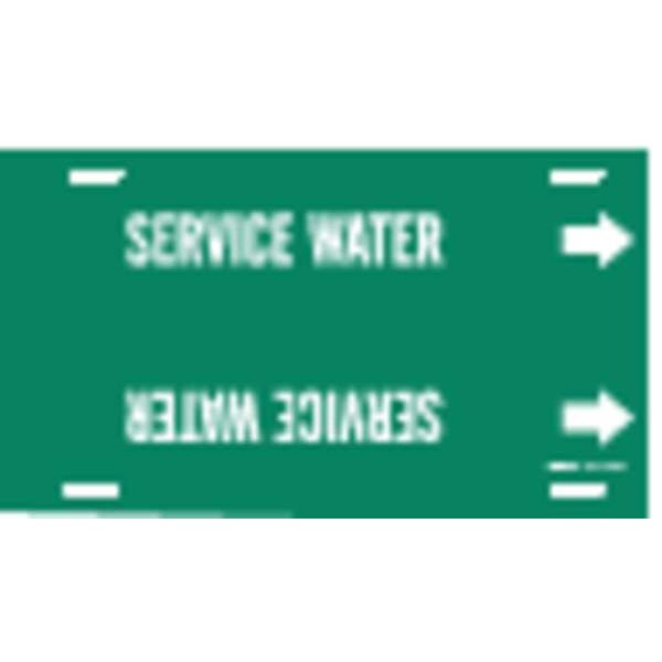 Brady Pipe Marker, Service Water, Gn, 8to9-7/8 In - 4270-G