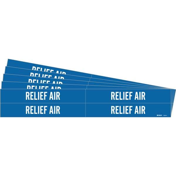 Brady Pipe Marker, White, Relief Air, PK5, 7240-4-PK - 7240-4-PK
